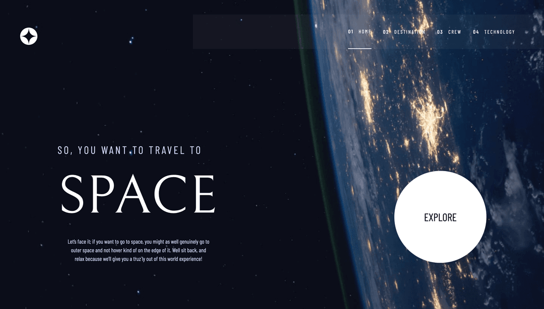 screenshot of website